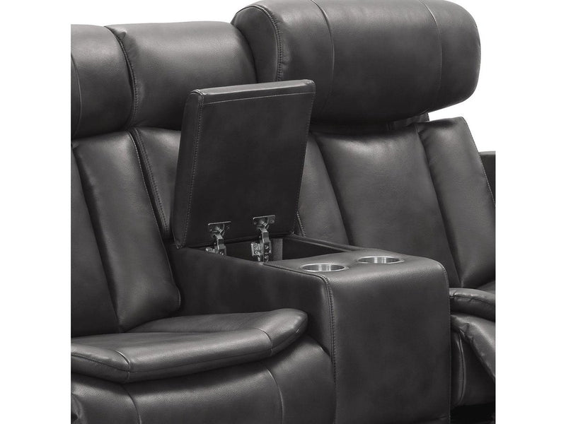 Zayne Power Reclining Leather Loveseat, Grey Default Title