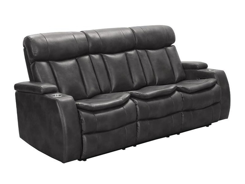 Zayne Power Reclining Leather Sofa, Grey Default Title