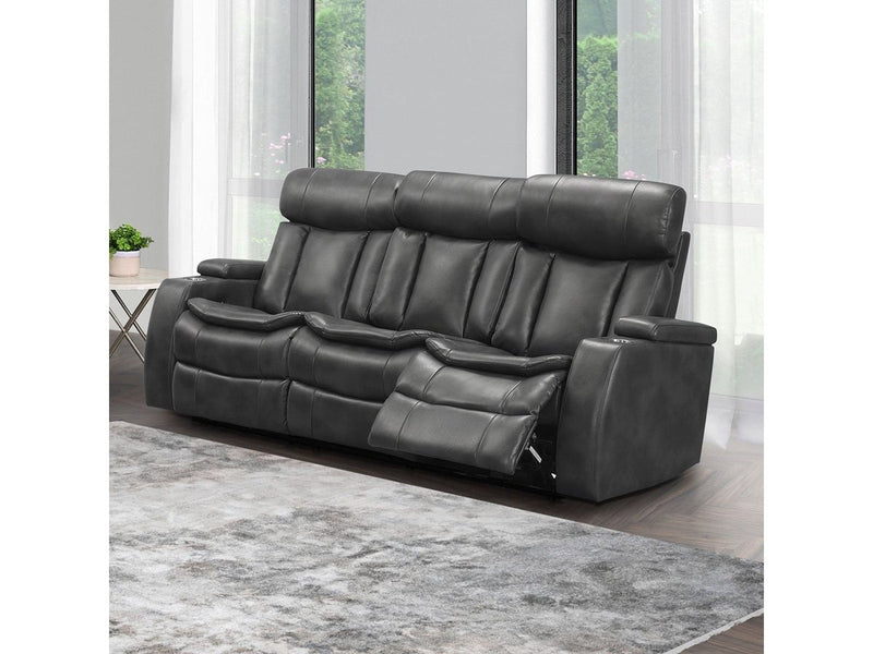 Zayne Power Reclining Leather Sofa, Grey Default Title