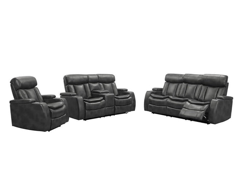 Zayne 3-piece Leather Power Reclining  Set, Grey Default Title