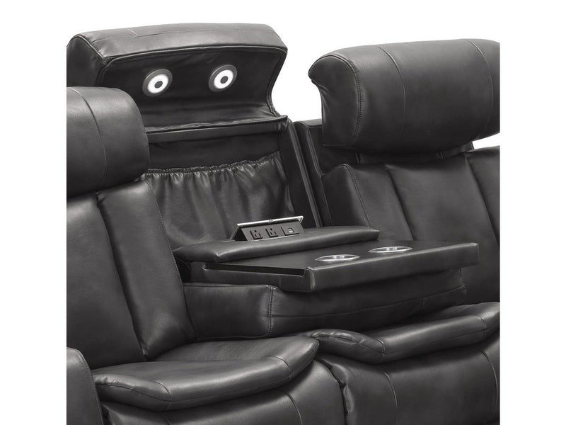 Zayne 3-piece Leather Power Reclining  Set, Grey Default Title