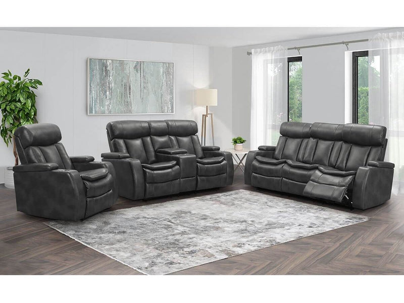 Zayne 3-piece Leather Power Reclining  Set, Grey Default Title
