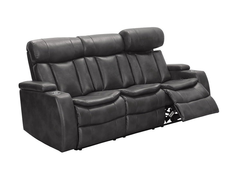 Zayne 3-piece Leather Power Reclining  Set, Grey Default Title