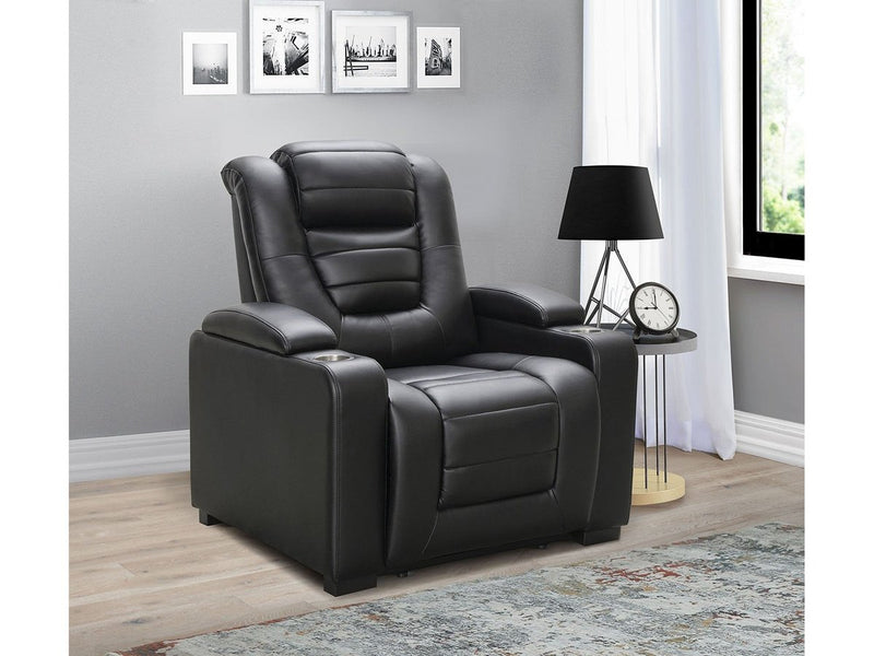 Jayce Leather Power Recliner, Black Default Title