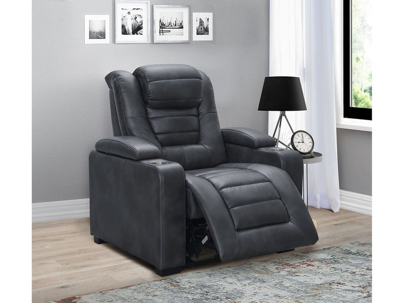 Jayce Leather Power Recliner, Grey Default Title