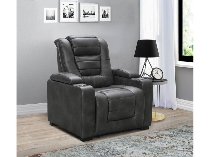 Jayce Leather Power Recliner, Grey Default Title