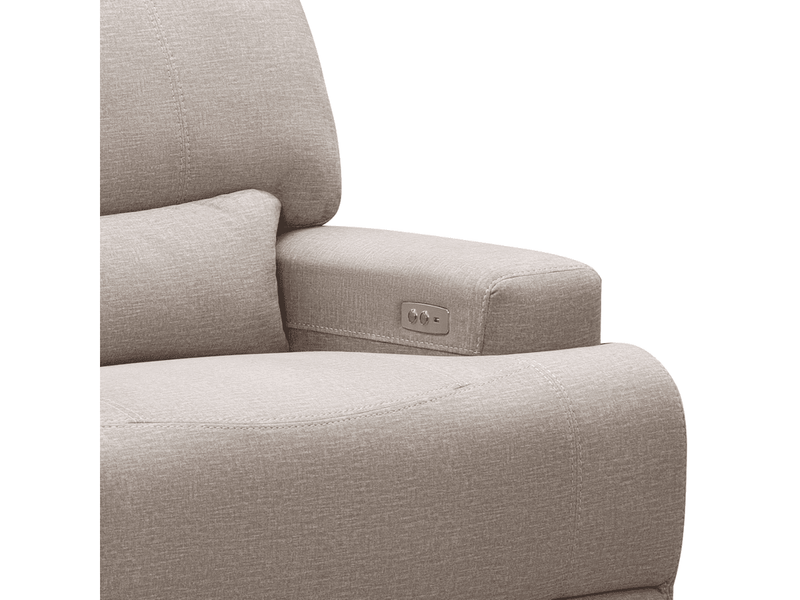 Trevita Fabric Power Reclining Console Loveseat, Cream Default Title