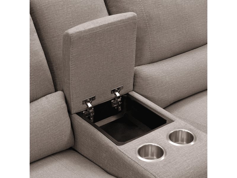 Trevita Fabric Power Reclining Console Loveseat, Cream Default Title