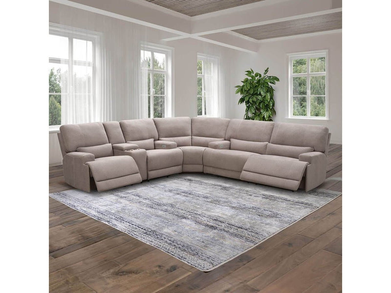 Trevita 3-piece Fabric Power Reclining Sectional, Cream Default Title