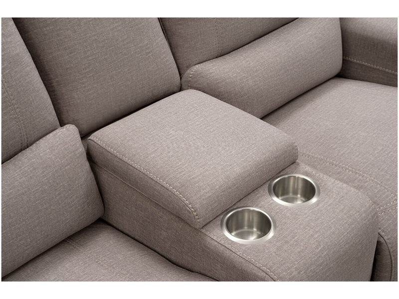 Trevita 3-piece Fabric Power Reclining Sectional, Cream Default Title