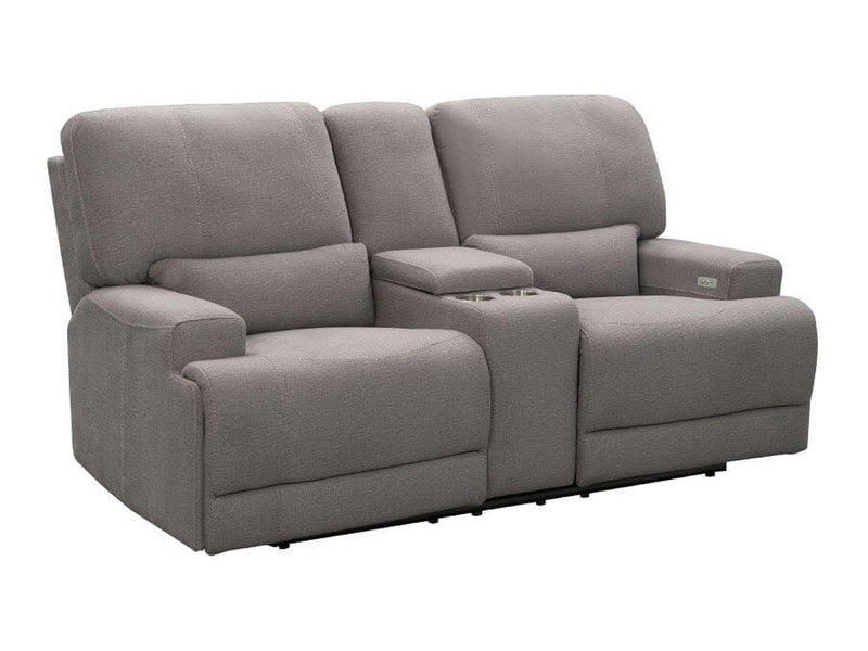 Trevita Fabric Power Reclining Console Loveseat, Grey Default Title