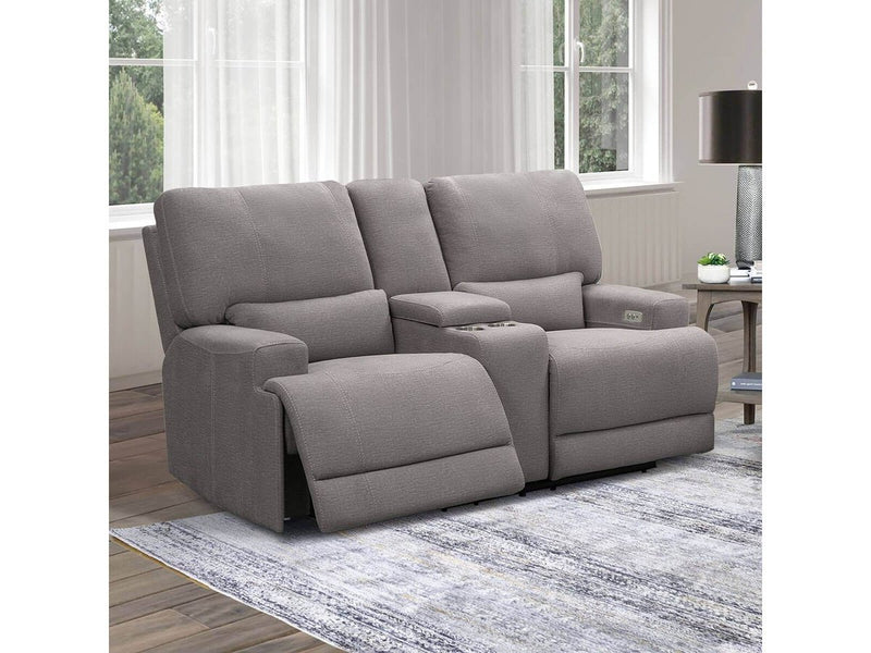 Trevita Fabric Power Reclining Console Loveseat, Grey Default Title