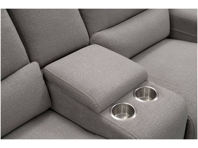 Trevita Fabric Power Reclining Console Loveseat, Grey Default Title