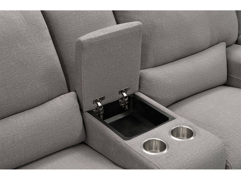 Trevita Fabric Power Reclining Console Loveseat, Grey Default Title