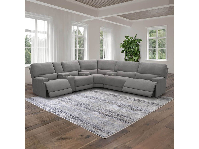 Trevita 3-piece Fabric Power Reclining Sectional, Grey Default Title