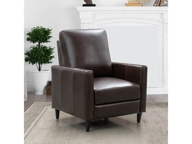 Crestview Top Grain Leather Push back Recliner, Dark Brown Default Title