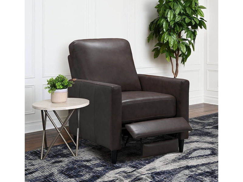 Crestview Top Grain Leather Push back Recliner, Dark Brown Default Title