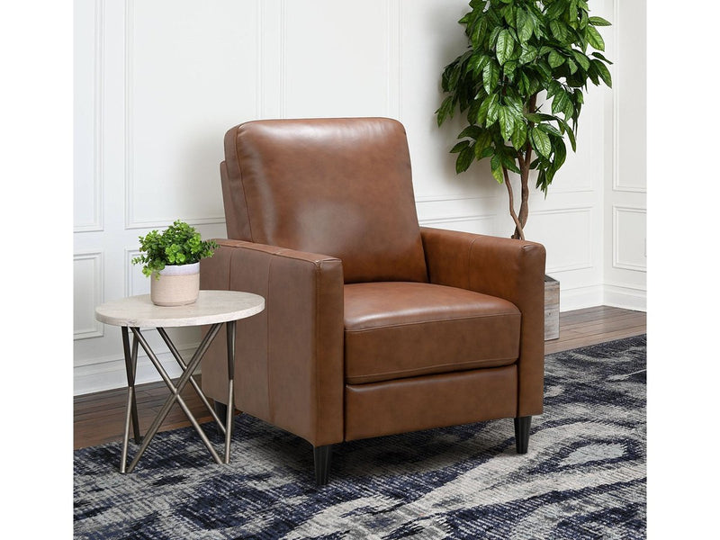 Crestview Top Grain Leather Push Back Recliner, Camel Default Title
