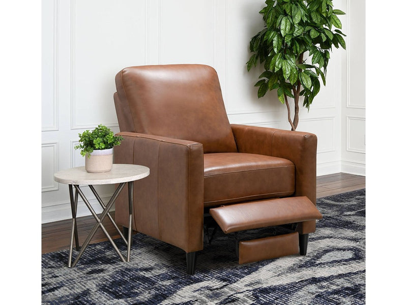 Crestview Top Grain Leather Push Back Recliner, Camel Default Title
