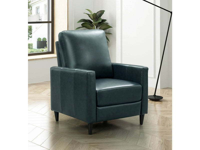 Crestview Top Grain Leather Push back Recliner, Navy Blue Default Title