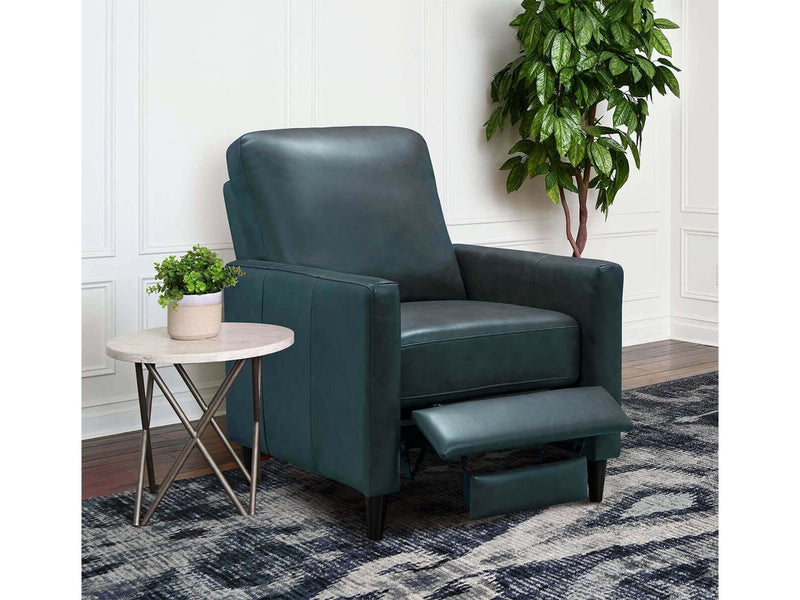 Crestview Top Grain Leather Push back Recliner, Navy Blue Default Title