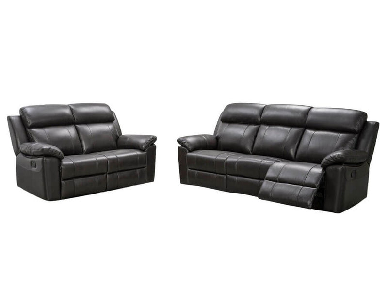Braylen Top Grain Leather Reclining Sofa and Loveseat Set, Dark Brown Default Title