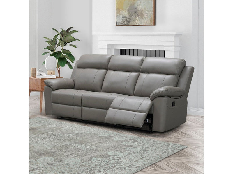 Braylen Top Grain Leather Reclining Sofa Set, Grey Default Title