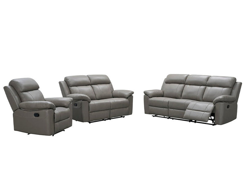 Braylen Top Grain Leather Reclining Sofa Set, Grey Default Title