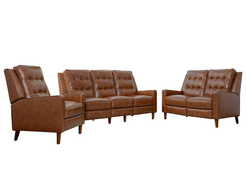 Holloway Mid-Century 3-piece Leather Reclining Seating Set, Camel Default Title
