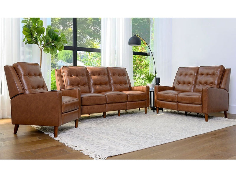 Holloway Mid-Century 3-piece Leather Reclining Seating Set, Camel Default Title