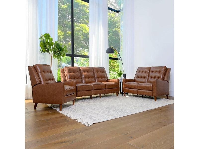 Holloway Mid-Century 3-piece Leather Reclining Seating Set, Camel Default Title
