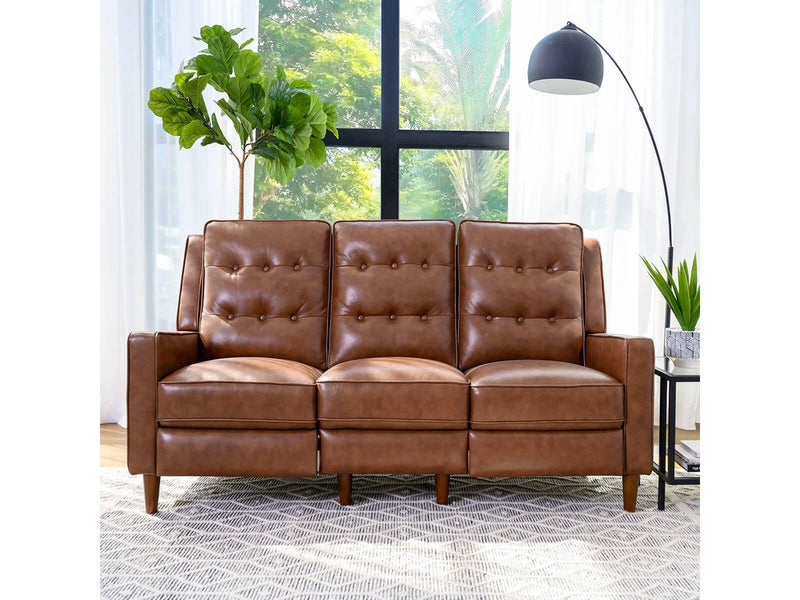 Holloway Mid-Century 3-piece Leather Reclining Seating Set, Camel Default Title