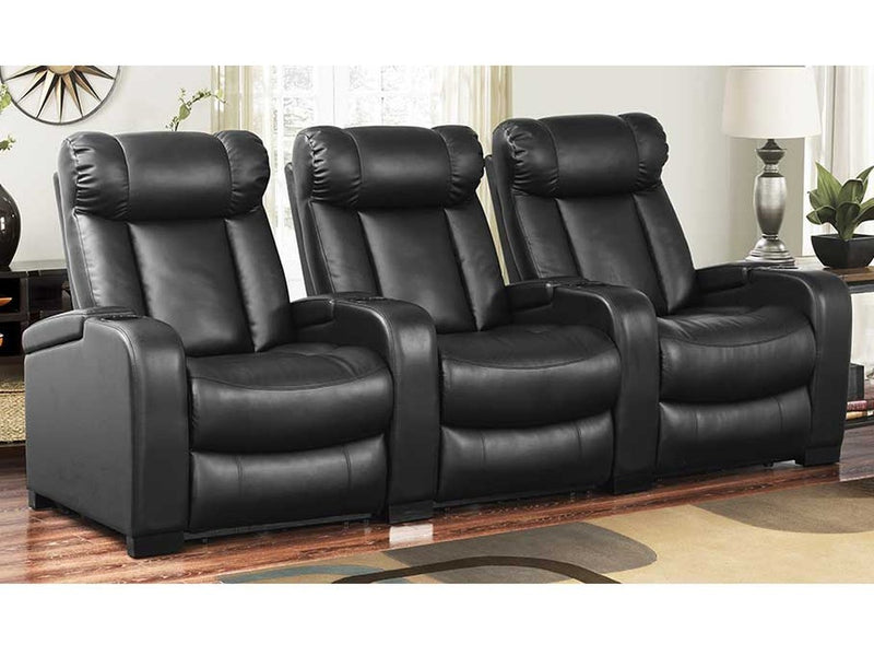 Townsend Faux Leather Power Reclining Theatre Set Default Title