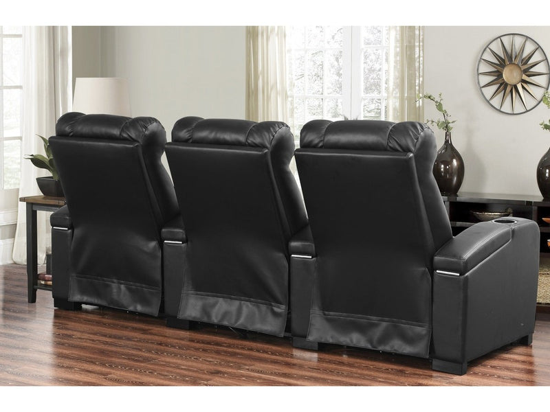 Townsend Faux Leather Power Reclining Theatre Set Default Title