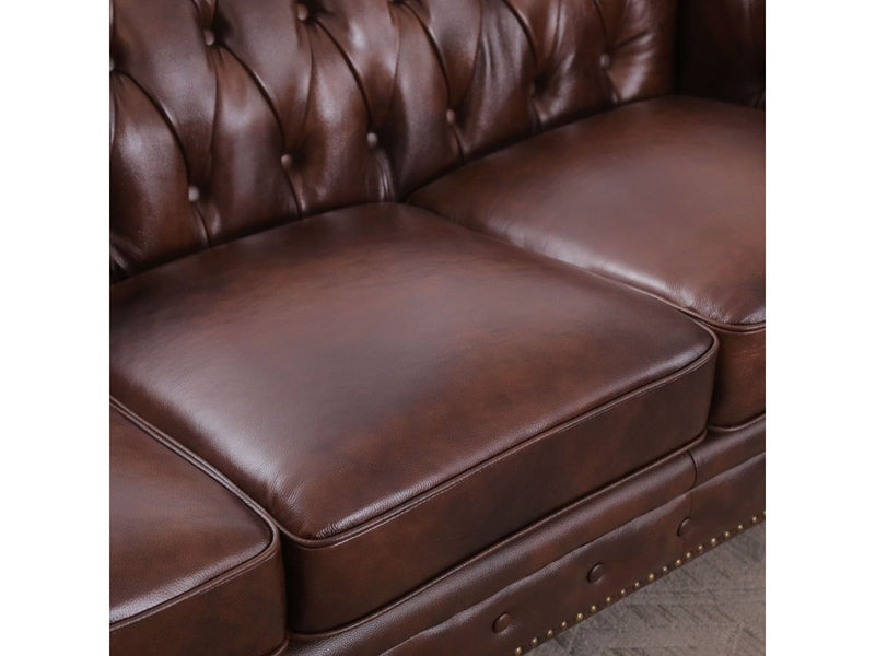 Grand Chesterfield Leather Sofa and Loveseat Set Default Title