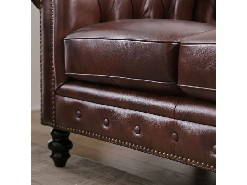 Grand Chesterfield Leather Sofa and Loveseat Set Default Title