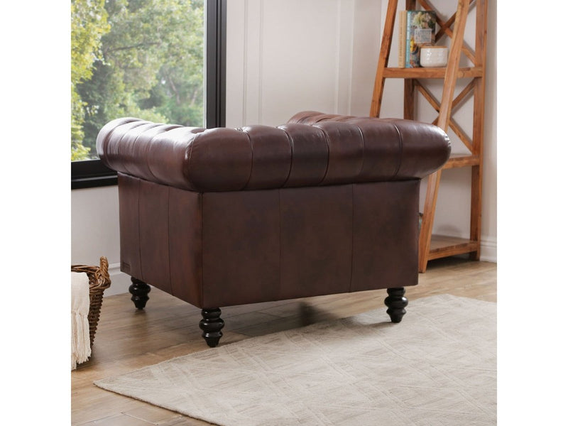 Grand Chesterfield 3-piece Leather Sofa Set Default Title