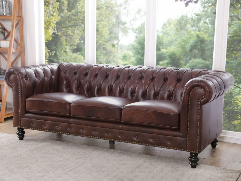 Grand Chesterfield 3-piece Leather Sofa Set Default Title