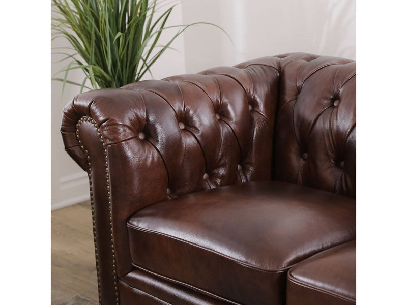 Grand Chesterfield 3-piece Leather Sofa Set Default Title