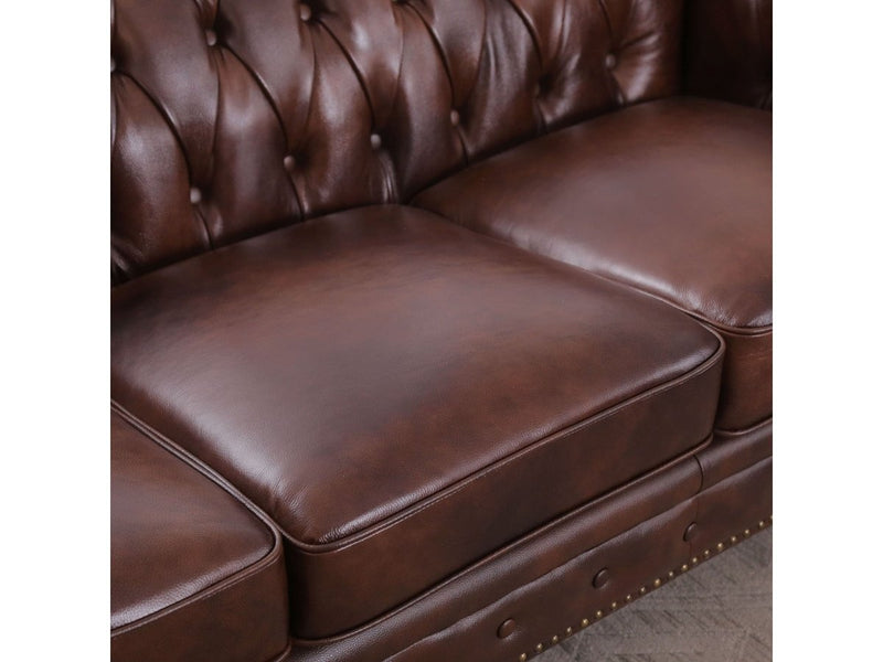Grand Chesterfield 3-piece Leather Sofa Set Default Title