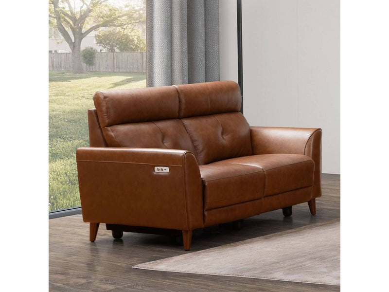 Brevin Leather Power Reclining Loveseat, Camel Default Title