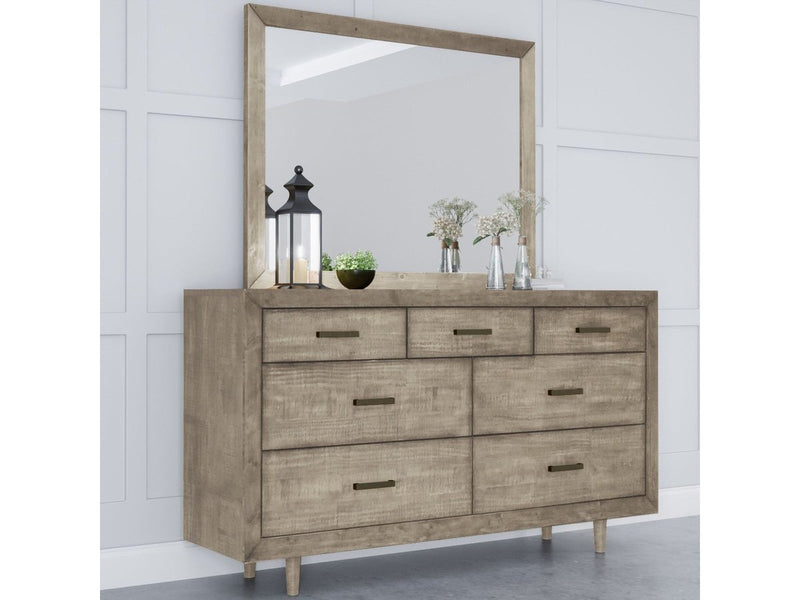 Retro Wood Frame Mirror, Grey Default Title