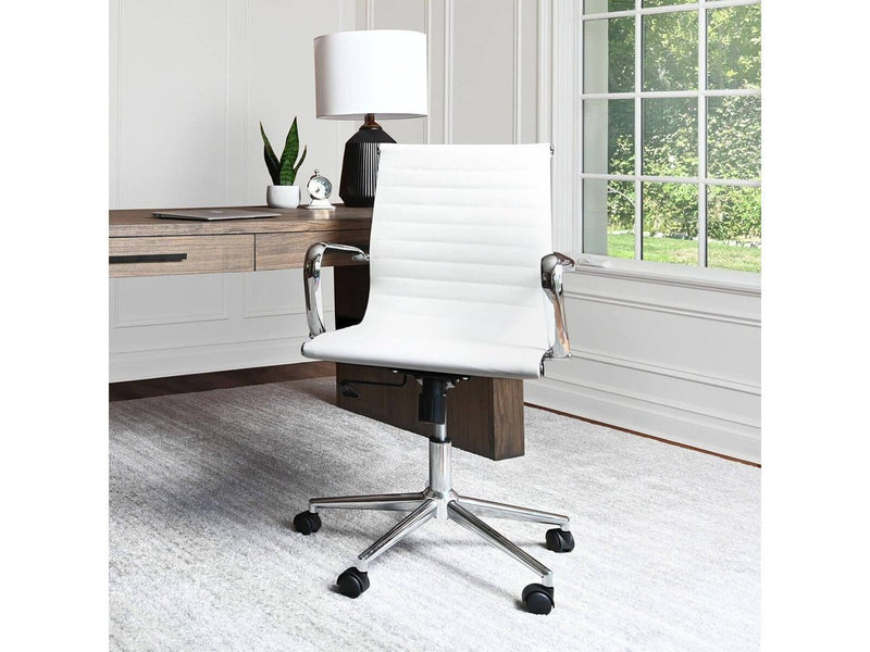 Samuel Adjustable Medium Back Office Chair, White Default Title