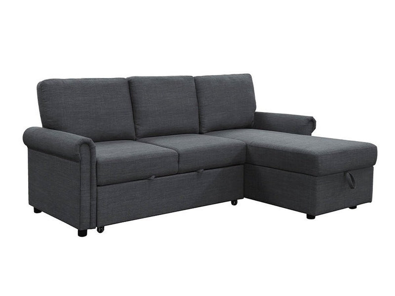 Hamilton Storage Sofa Bed Reversible Sectional, Charcoal Grey 