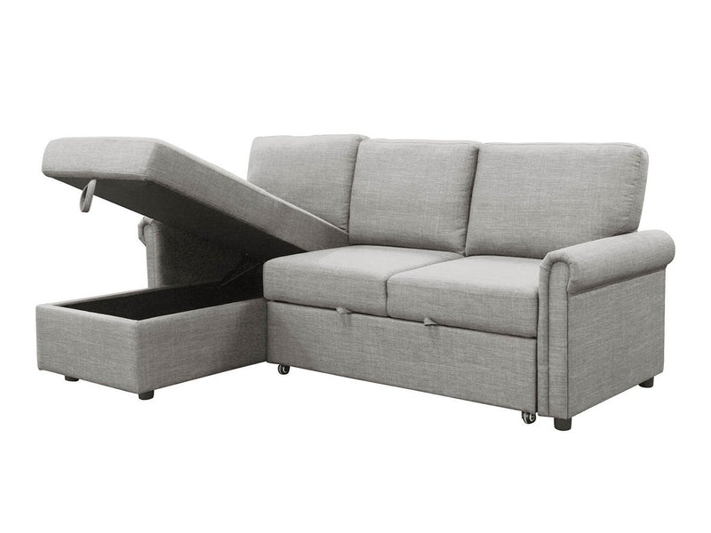 Hamilton Storage Sofa Bed Reversible Sectional, Heather Grey 