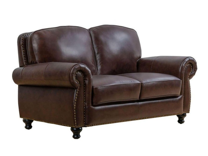 Hobson Leather Loveseat, Espresso Default Title
