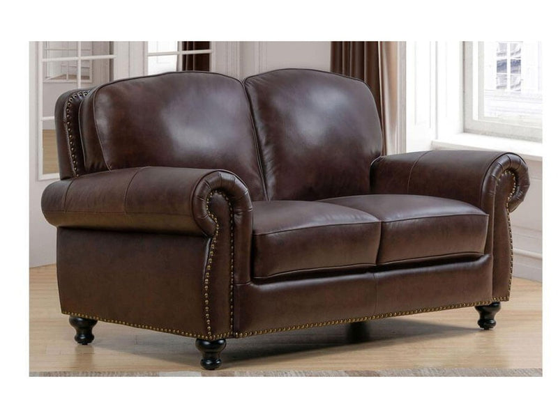 Hobson Leather Loveseat, Espresso Default Title