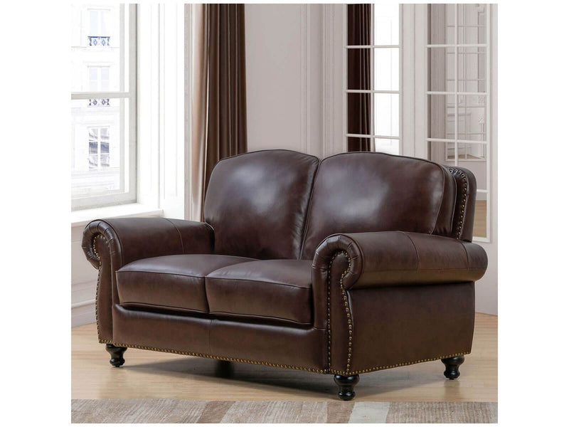 Hobson Leather Loveseat, Espresso Default Title