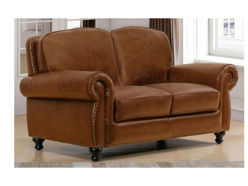 Hobson Leather Loveseat, Camel Default Title