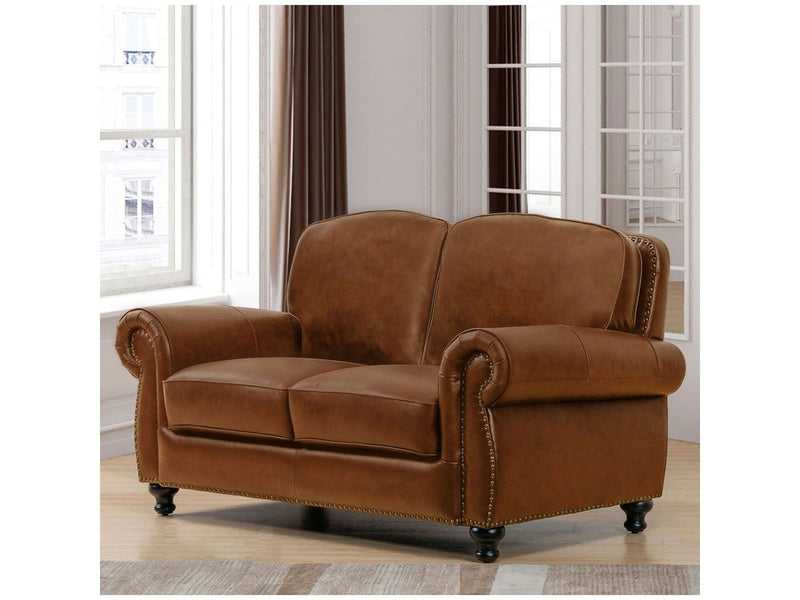 Hobson Leather Loveseat, Camel Default Title